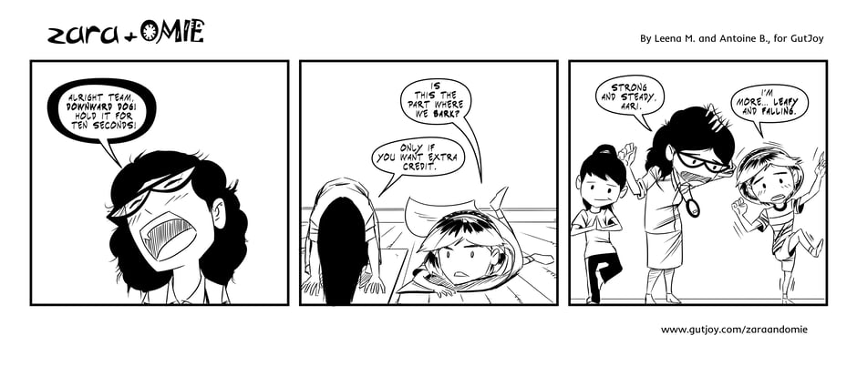 zara and omie comic #34 - the yoga class chaos